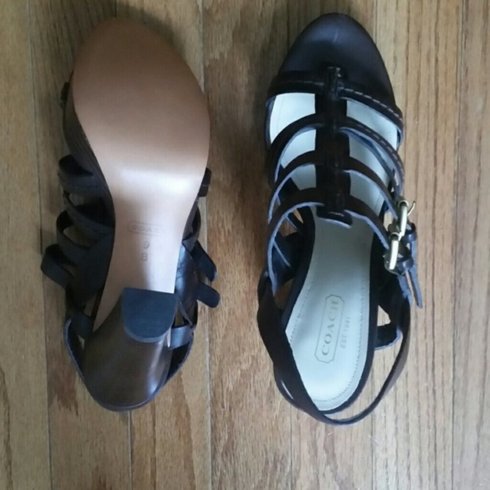 COACH WOMEN Shoes High Heel Strap brown Sandal 9 - Picture 6 of 6